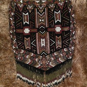 Haute Hippie Multicolor Mosaic Fringe Skirt